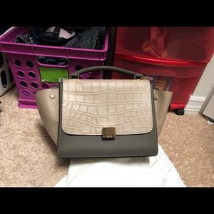 Celine trapeze croc stamped small